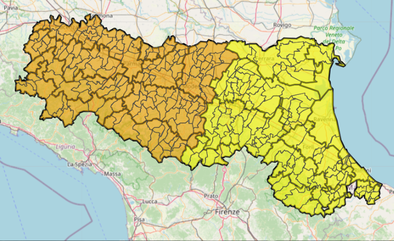 Allerta ARANCIONE di Protezione Civile Regionale 141/2024 valida dalle 00:00 del 18/10/2024 per criticità idraulica. Allerta GIALLA per criticità temporali. 