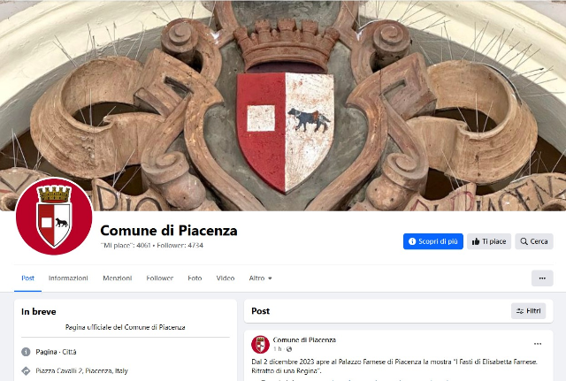 Il Comune di Piacenza sui social media